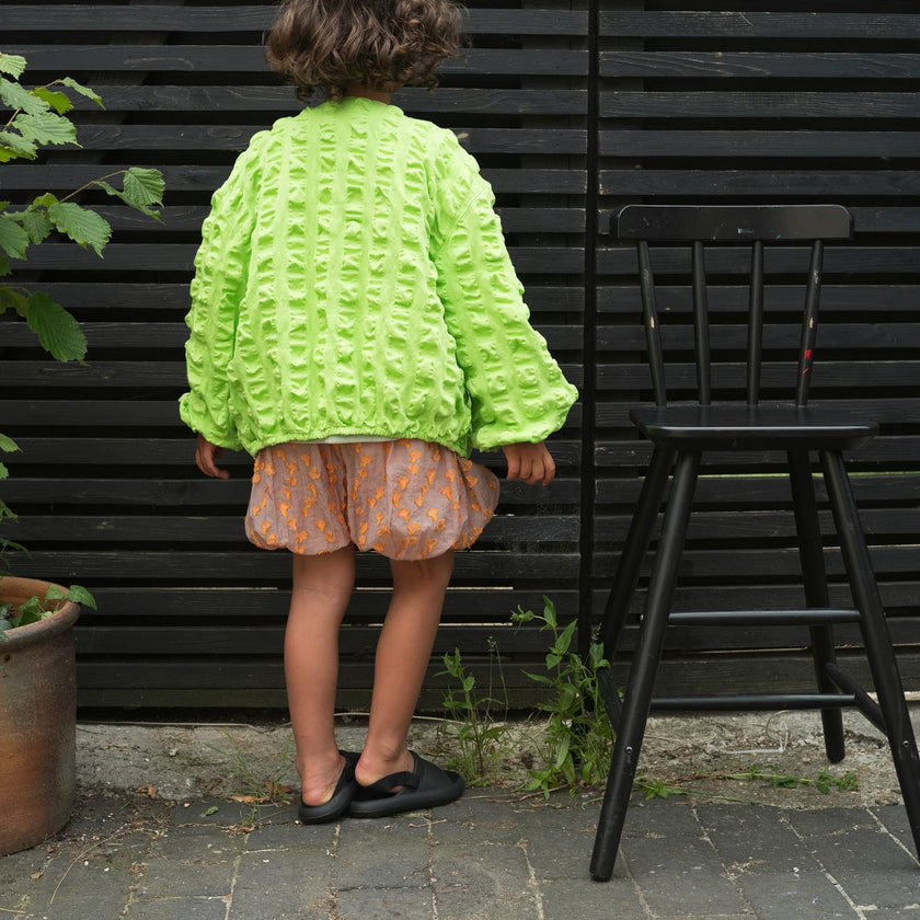 Koko Green Oversized Seersucker Bomber Jacket