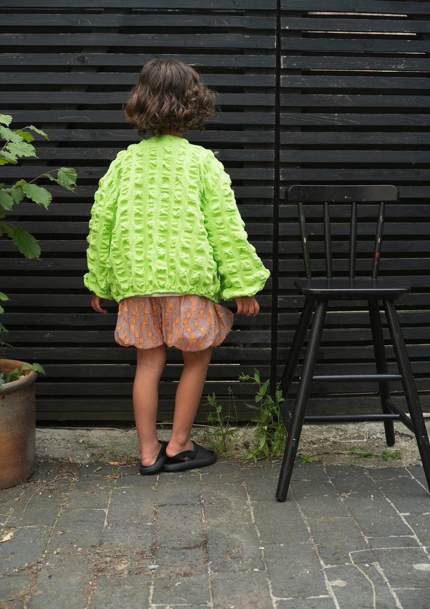 Koko Green Oversized Seersucker Bomber Jacket