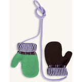children's merino wool mittens - green & brown