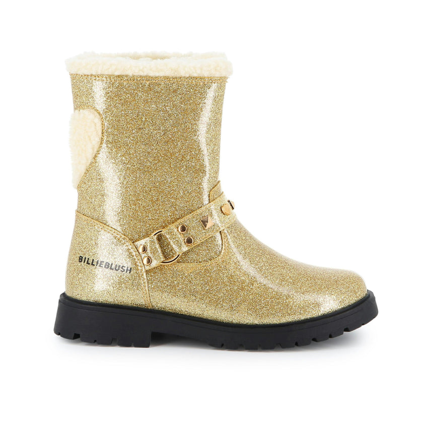Gold Glitter Heart Boots