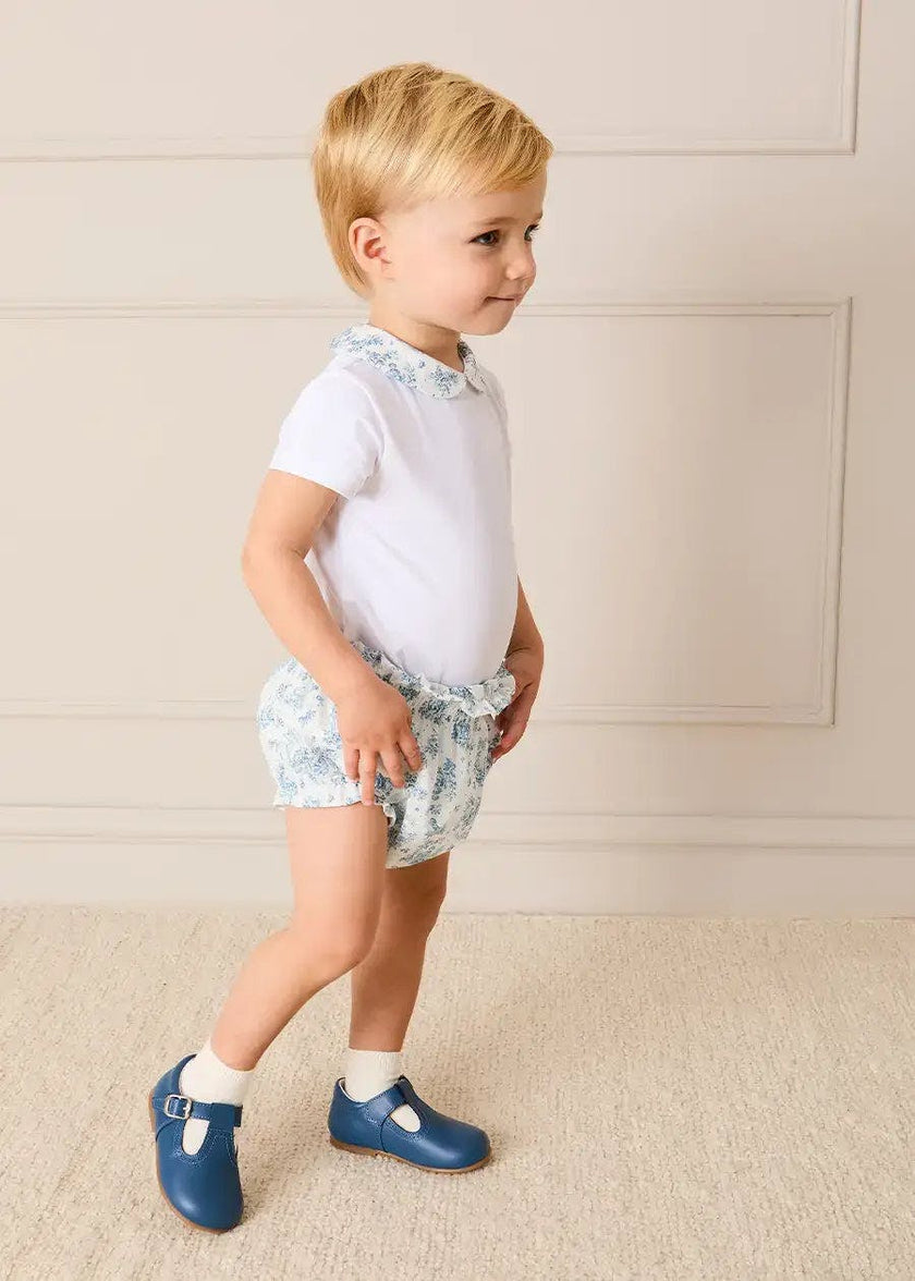 Audrey Toile Elasticated Waist Bloomers in Blue (1mth-12mths)