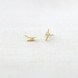 Opal Lightning Bolt Stud Earrings