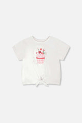 Organic Cotton Jersey T-Shirt With Tie At Waist