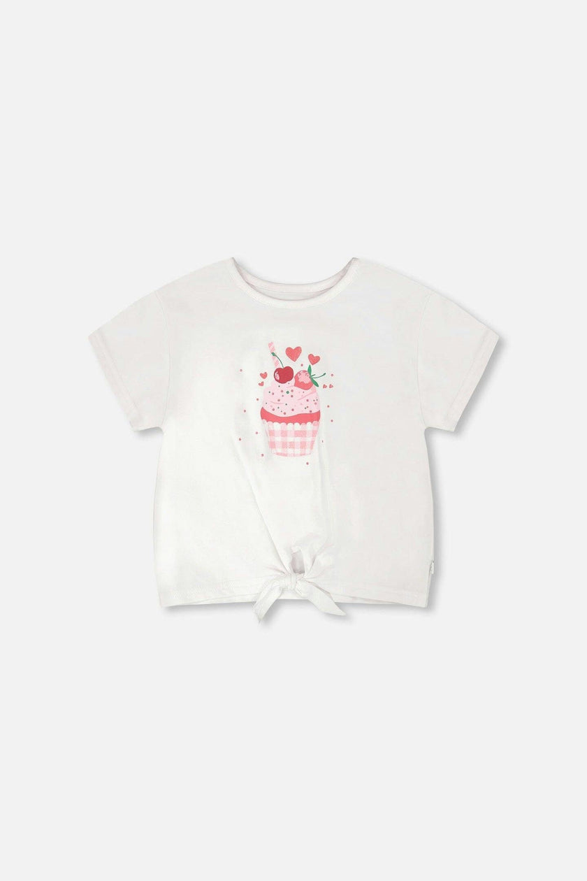 Organic Cotton Jersey T-Shirt With Tie At Waist