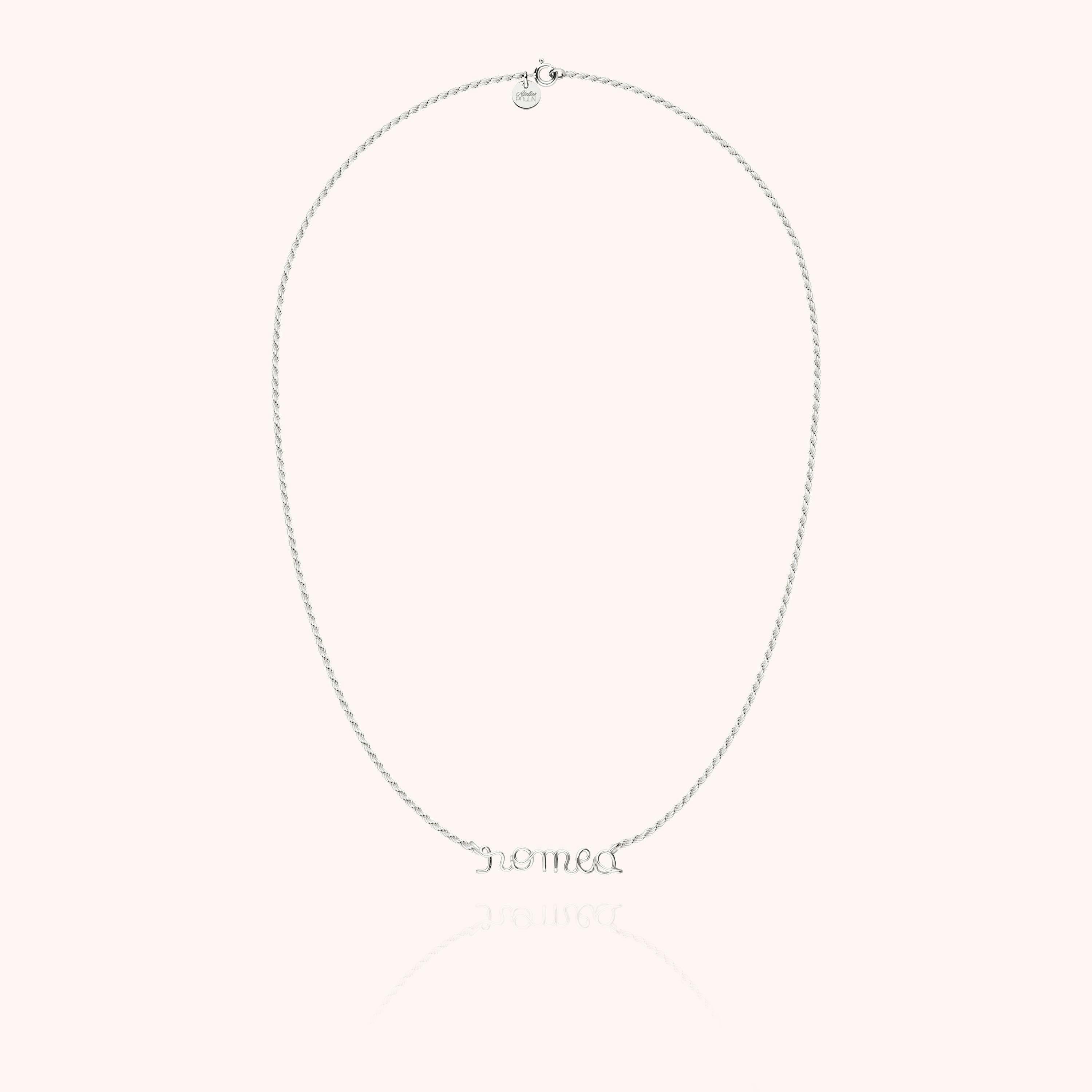 Women's Personalized Rope Chain Necklace, Silver 925