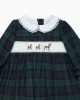 Baby Plaid Reindeer Smocked Dress