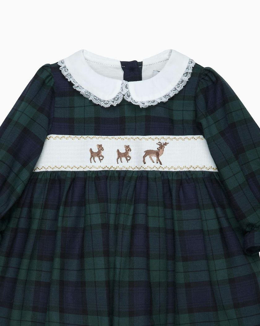 Baby Plaid Reindeer Smocked Dress