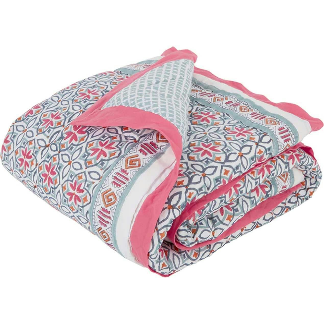 Block-Printed Cotton Crib Quilt