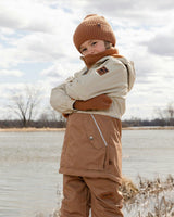 Ribbed Knit Mittens Brown