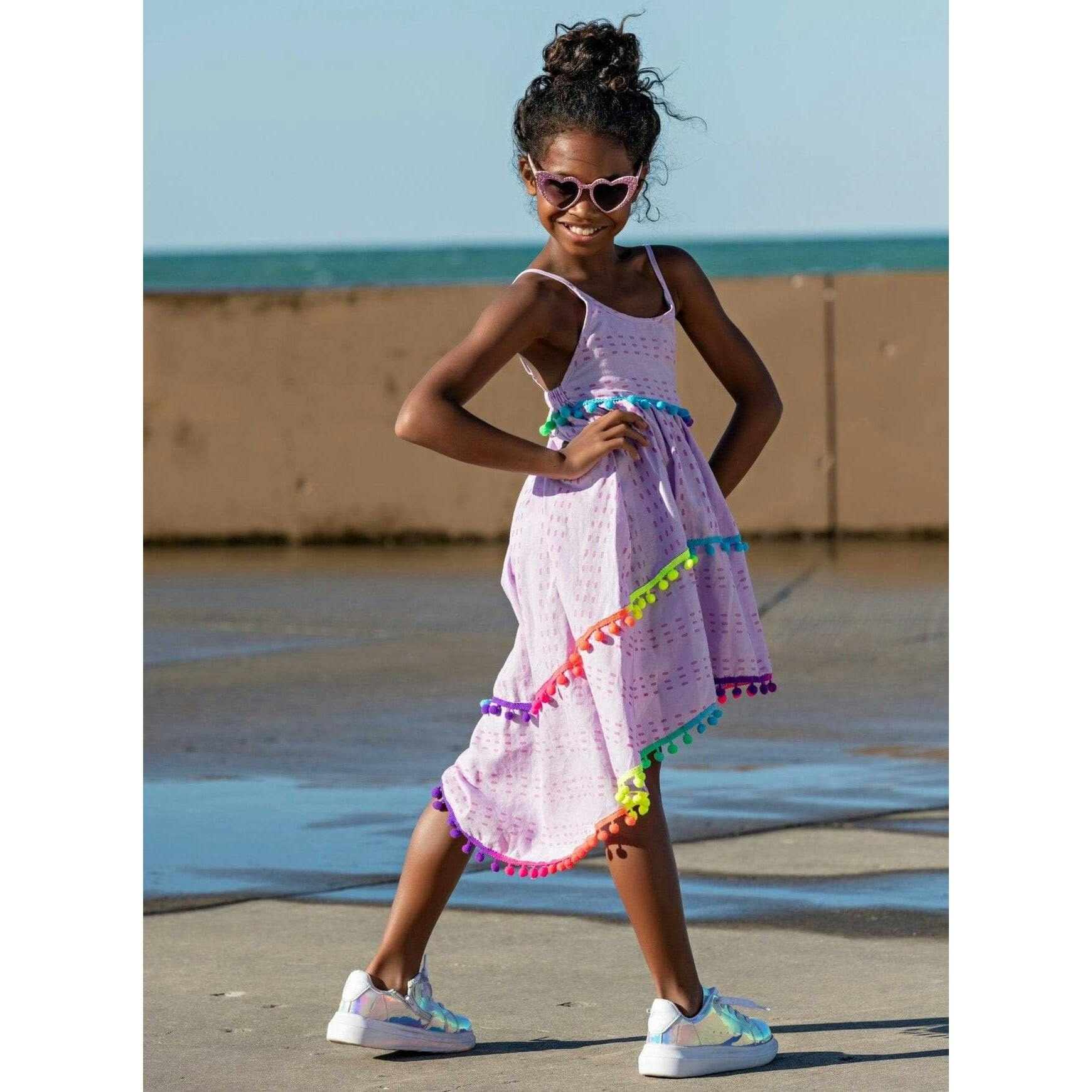 St. Barths Pom Pom High Low Dress