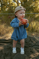 Harley Pocket Romper in Stone Blue
