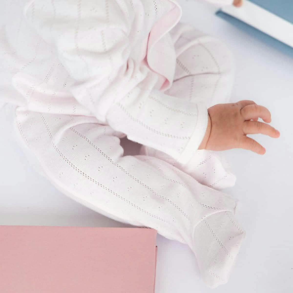 Love Lines Pink Organic Cotton Pointelle Magnetic Footie