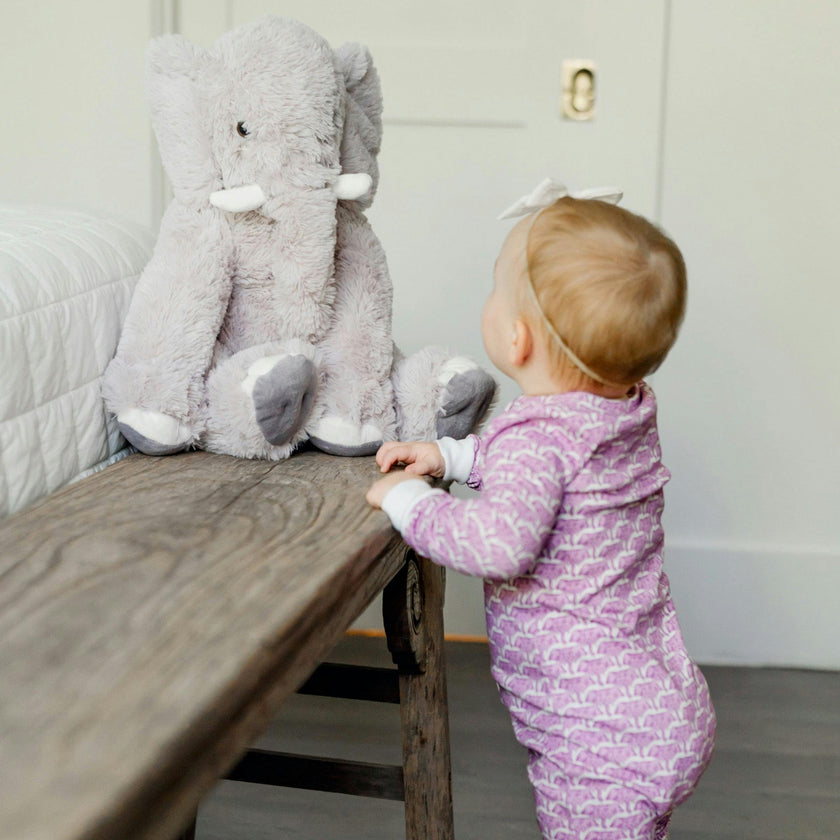 Parker Girls' Zipper Pajama - African Elephants Pink