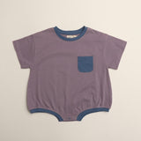 Cory Pocket Romper in Purple Ash
