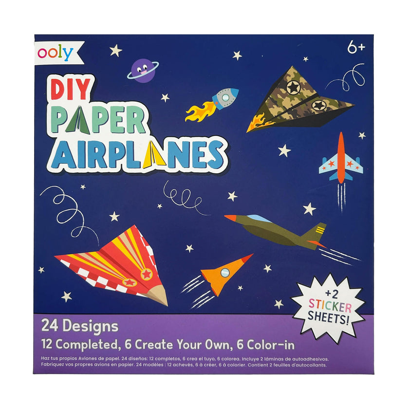 DIY Paper Airplanes Activity Kit - 24 Designs - 2 Sticker Sheets