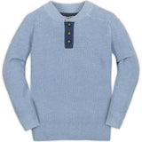 Organic Long Sleeve Henley Pullover Sweater with Elbow Patches