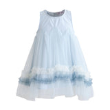 Blue Rosabella Ruffle Tulle Dress