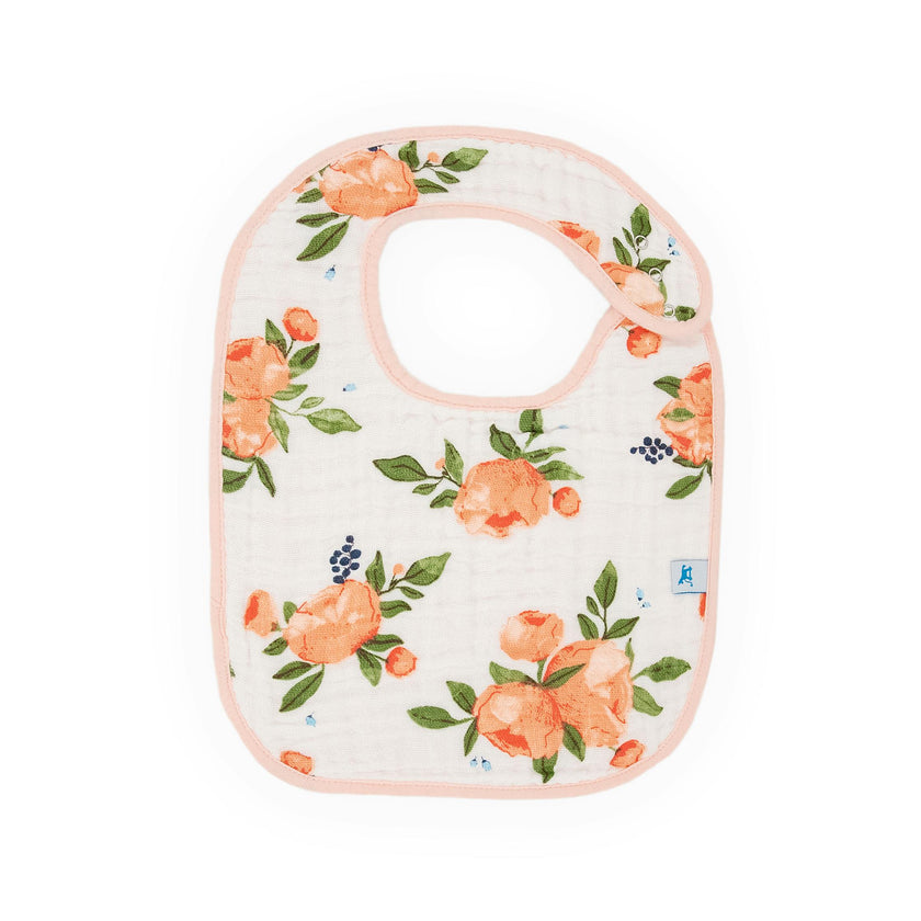 Cotton Muslin Classic Bib 3 Pack - Watercolor Roses