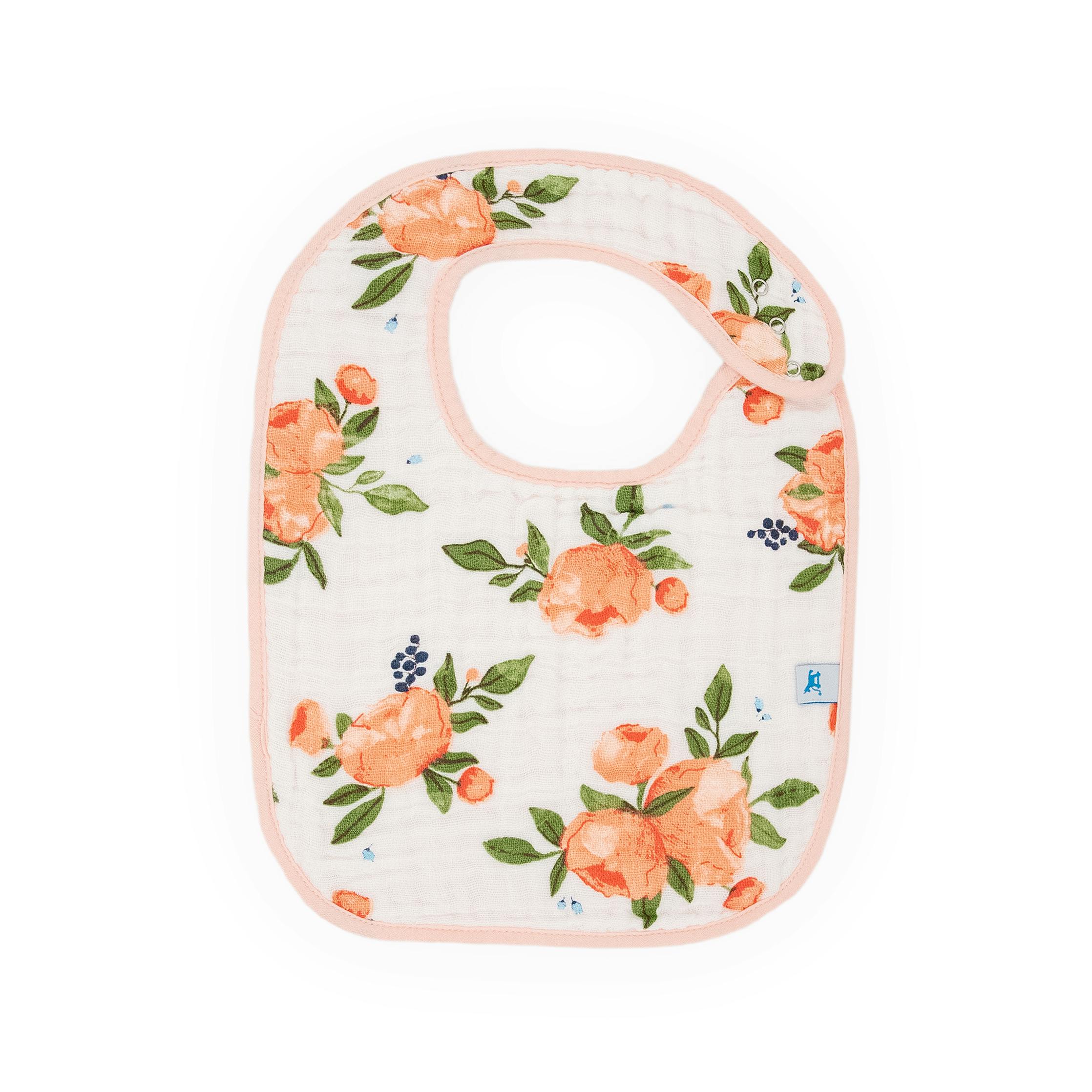 Cotton Muslin Classic Bib 3 Pack - Watercolor Roses