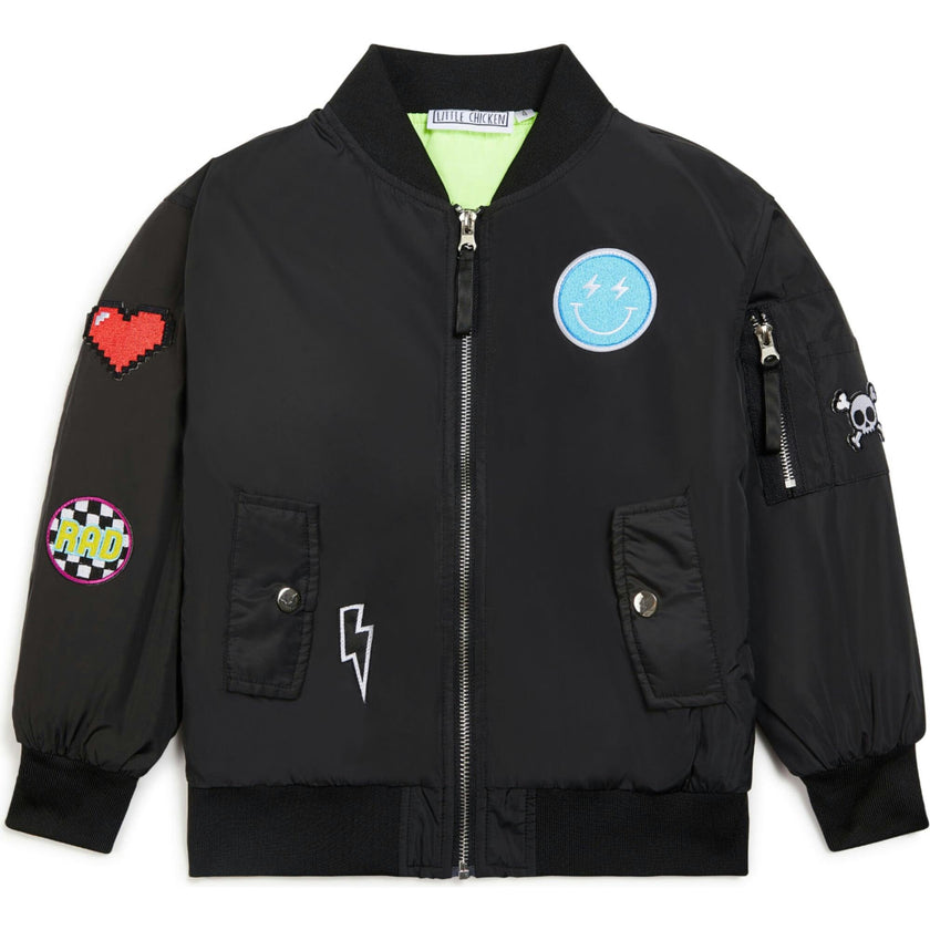 Patched Nylon Bomber Jacket