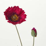 Magenta Pink Bloom & Bud Silk Poppy Spray Stem - 27"
