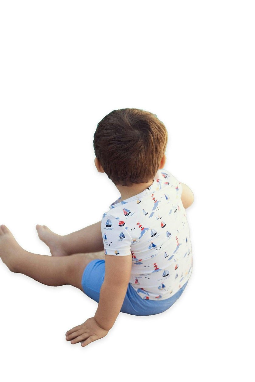 Sail Boat Print Two Piece Swim Set