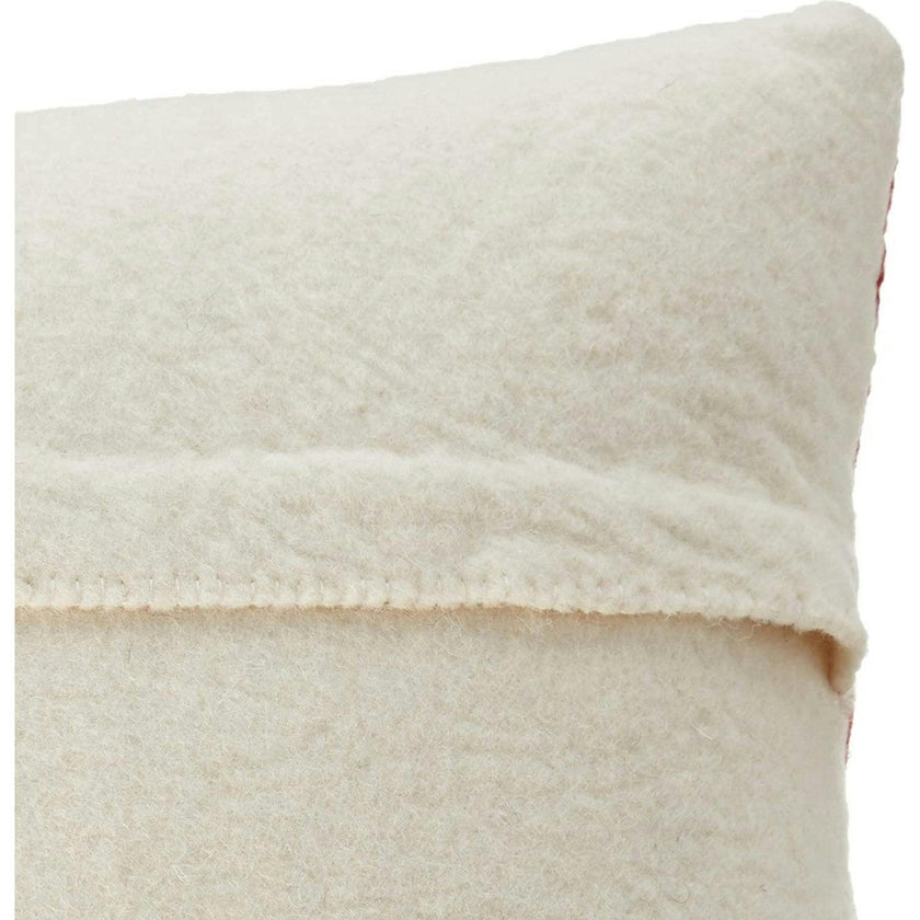 Cream Bow Red- Christmas Pillow Cover Hand Felted Wool - 20" / 14"