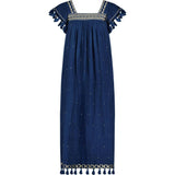Maxi Sandrine Womens Dress Galaxy Embroidery, Blue