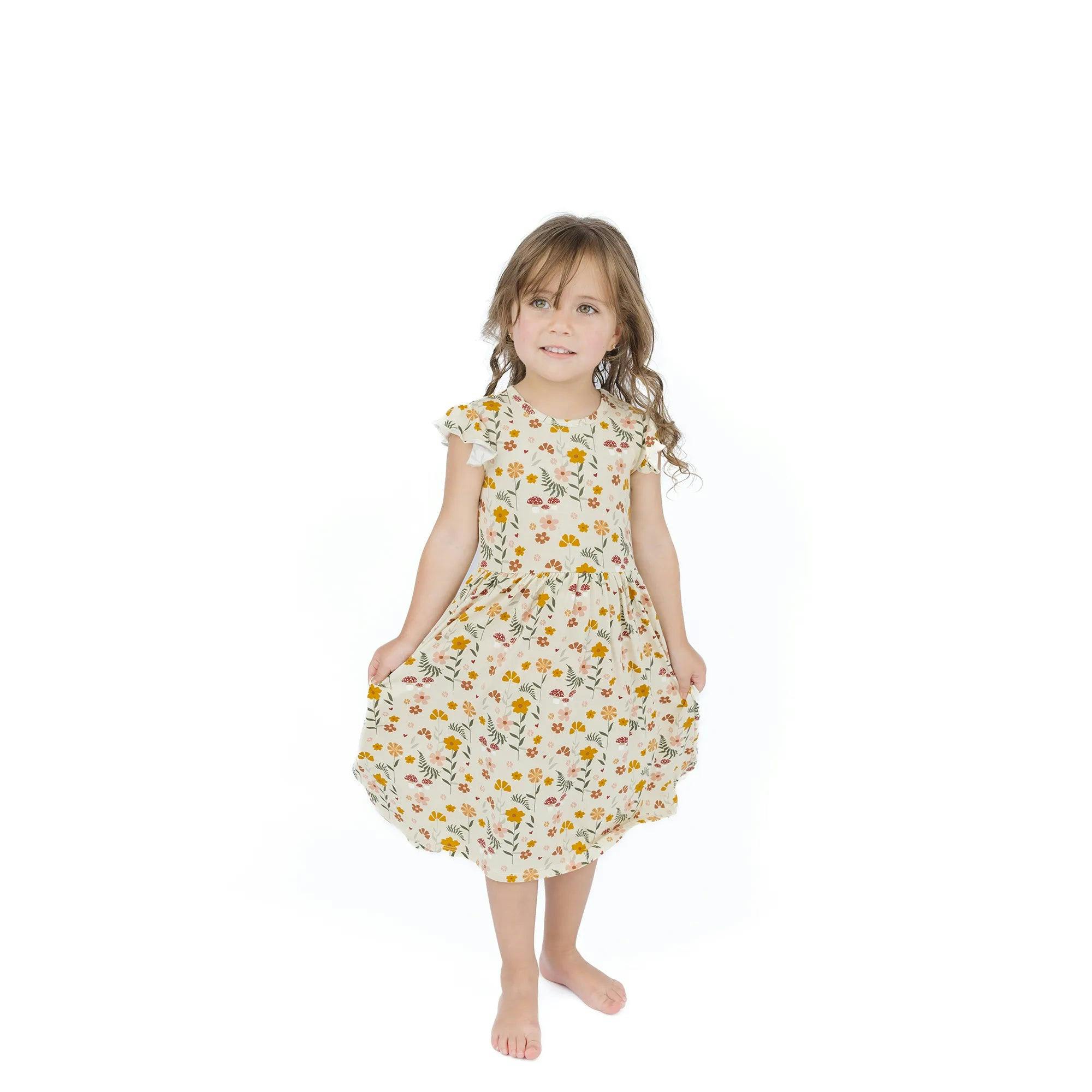 Toadstool Garden Short Sleeve Bamboo Twirl Dress