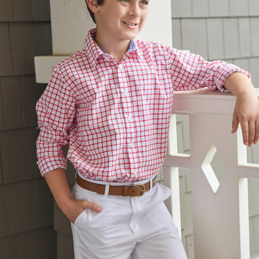Button Down Shirt - Red Windowpane