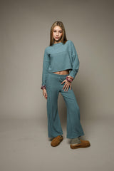 Hacci Rib Long Sleeve Crosscut Pullover
