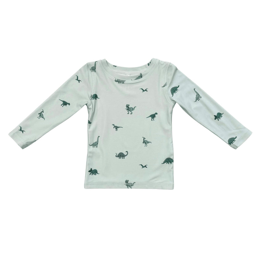 Boys Long Sleeve Rash Guard Swim Shirt in Dinosaur