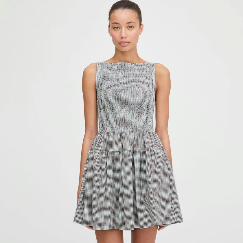 The Cosima Mini Nap Dress - Black/Sand Gingham