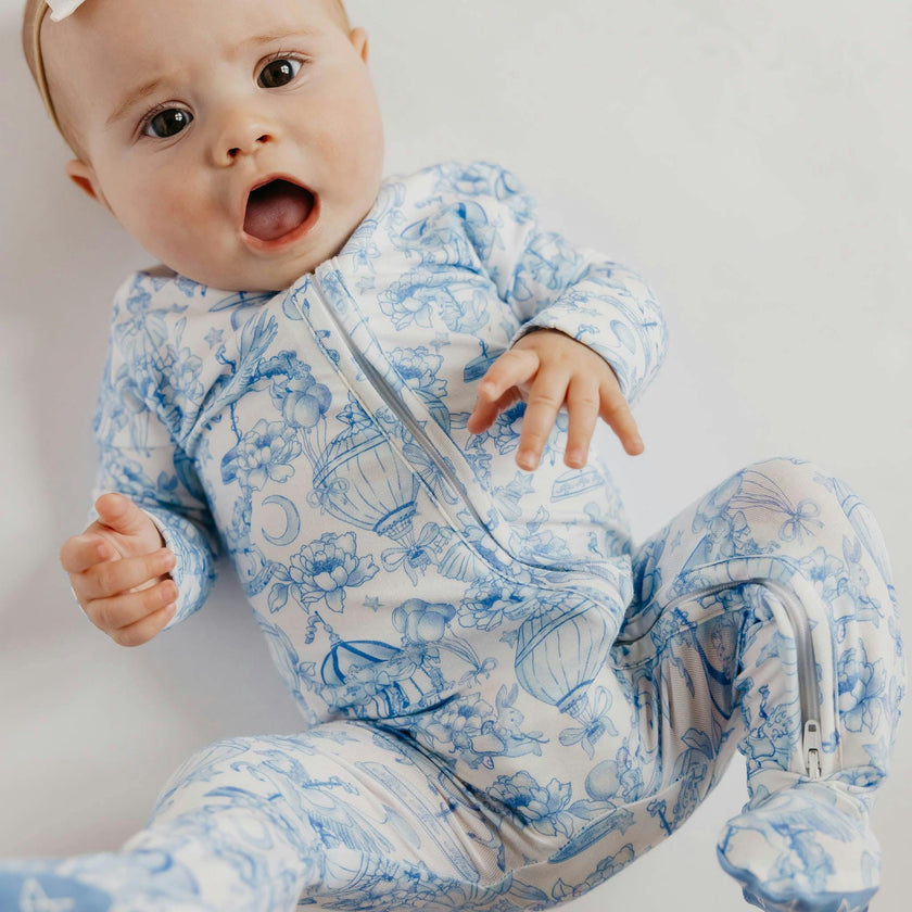 Bamboo Zip-Up Footie Pajama - Vintage Carnival