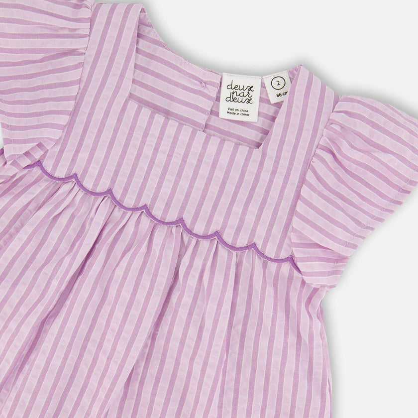 Top And Short Set Lavender Stripes