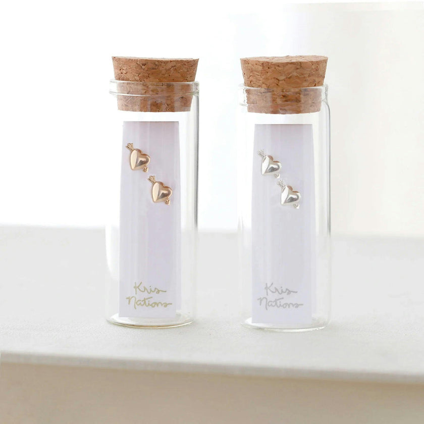 Heart with Arrow Stud Earrings