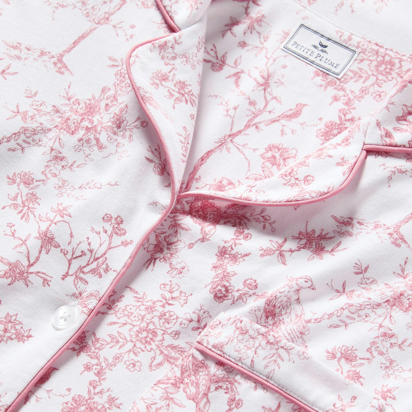 Women's Pima Pajama Set in Pink Timeless Toile