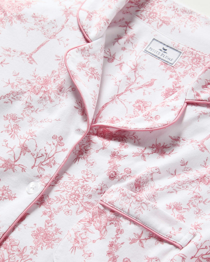 Women's Pima Pajama Set in Pink Timeless Toile