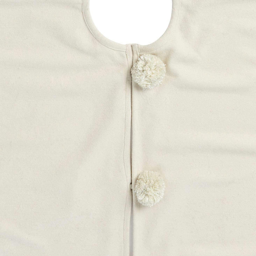 Handmade Cream Fringe Border Christmas Tree Skirt Wool 60" Arcadia Home