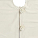 Handmade Cream Fringe Border Christmas Tree Skirt Wool 60" Arcadia Home