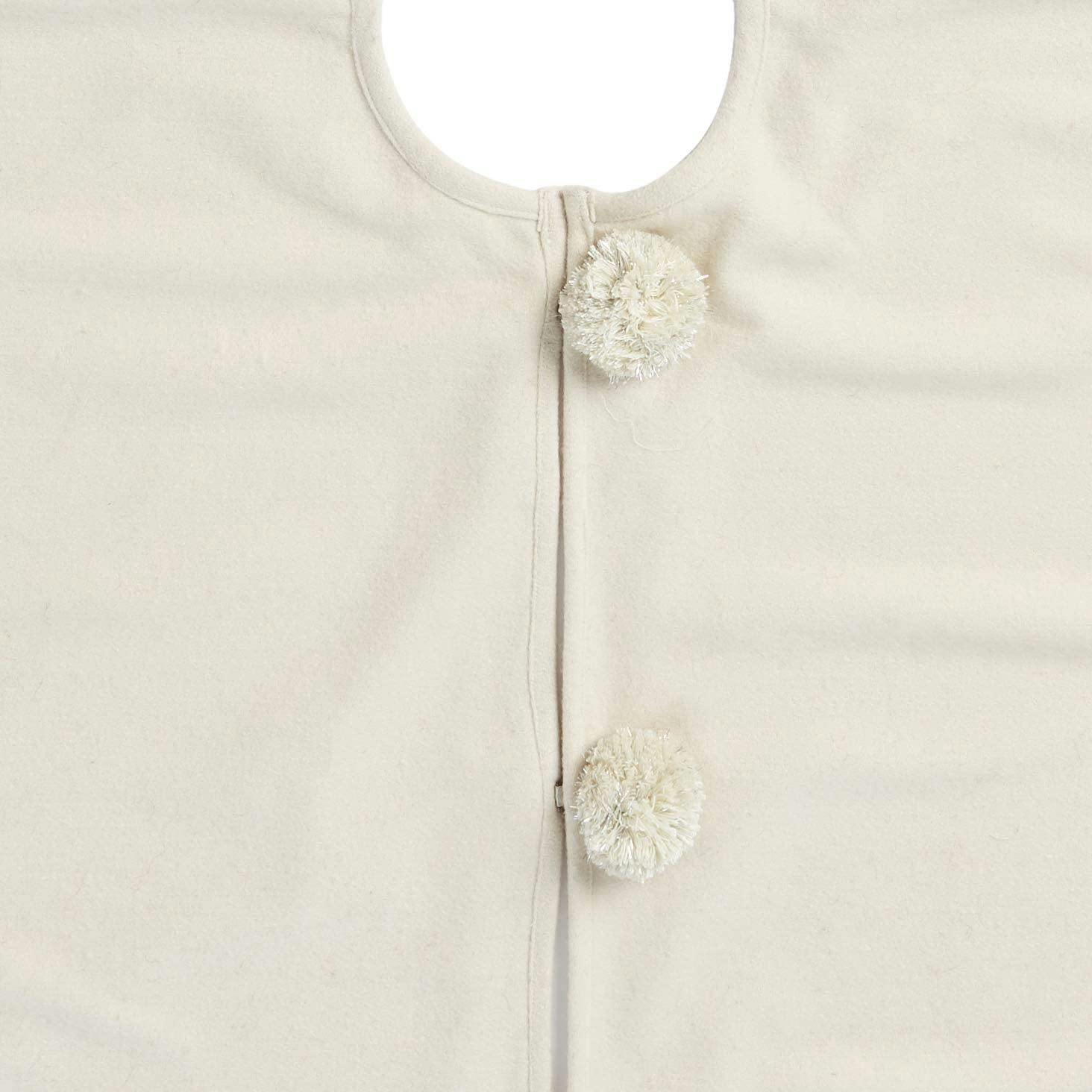 Handmade Cream Fringe Border Christmas Tree Skirt Wool 60