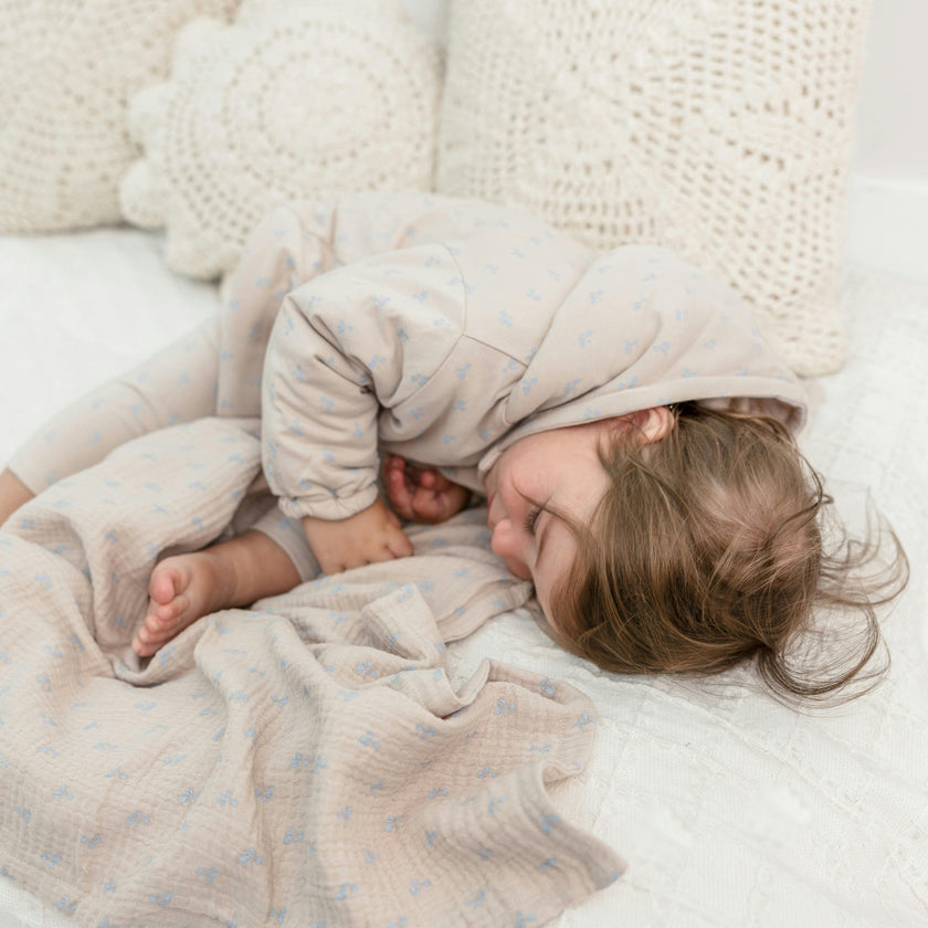Raddish Print Swaddle Blue/Biscuit
