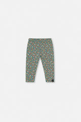 Baby Organic Cotton Leggings Green Floral Print