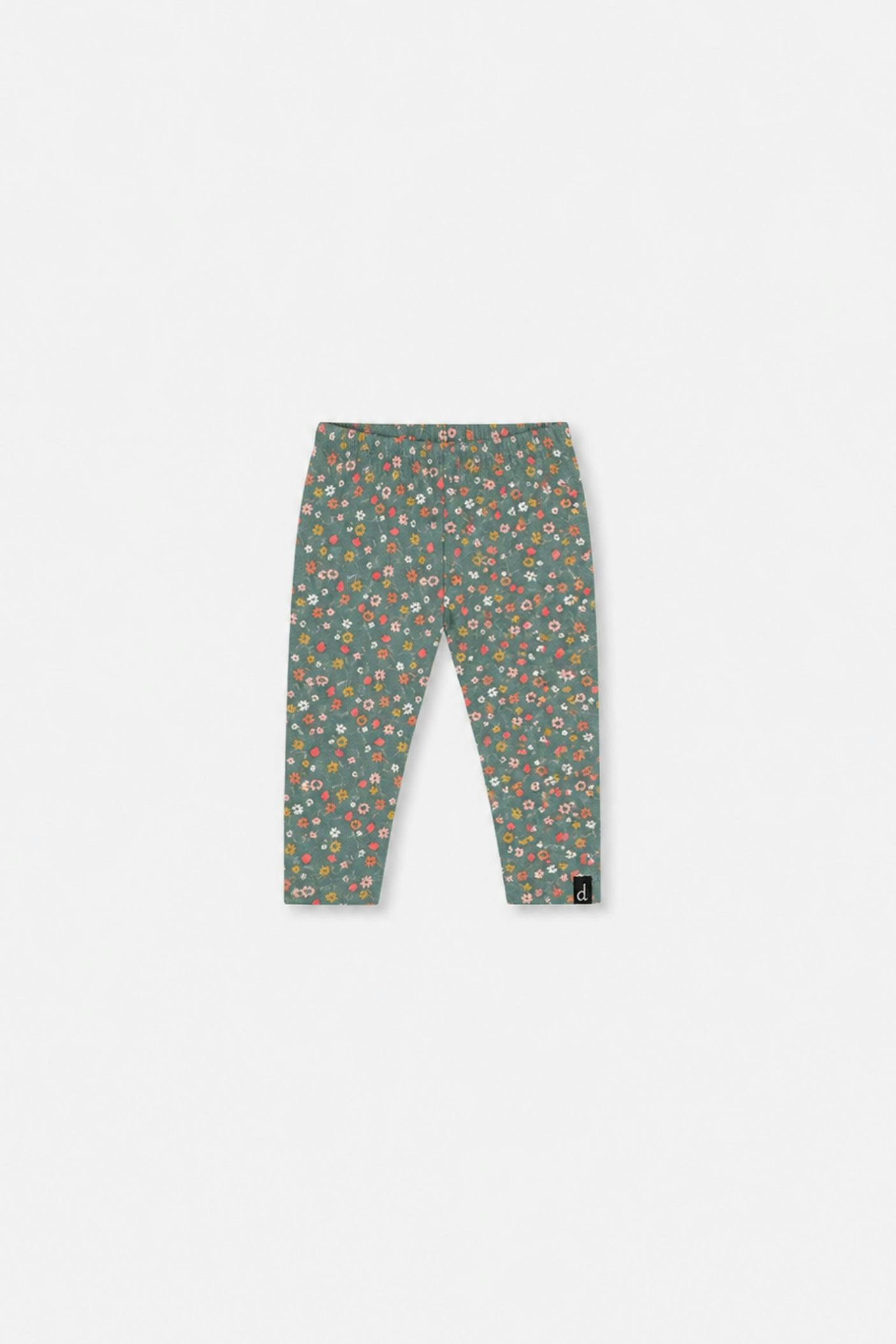 Baby Organic Cotton Leggings Green Floral Print