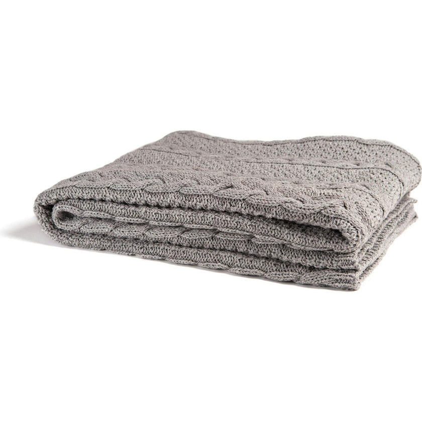 Textured Sustainable Knit Throw Blanket - Chunky Cable