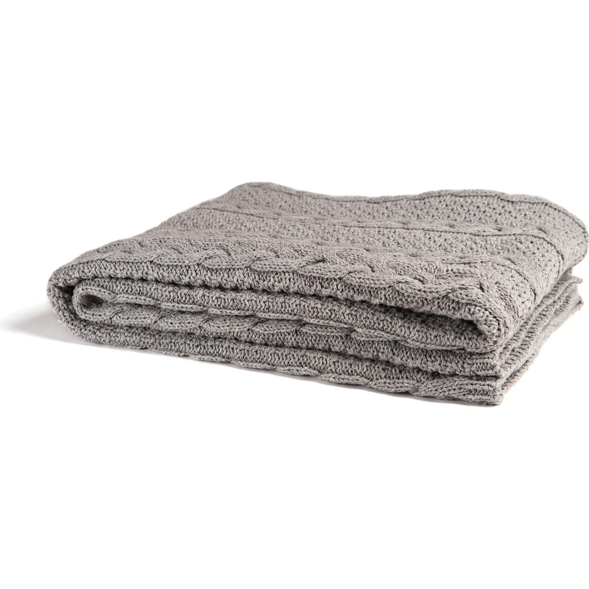 Textured Sustainable Knit Throw Blanket - Chunky Cable