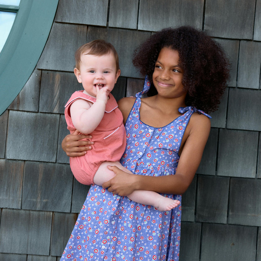 baby girls sailor red seersucker bubble romper