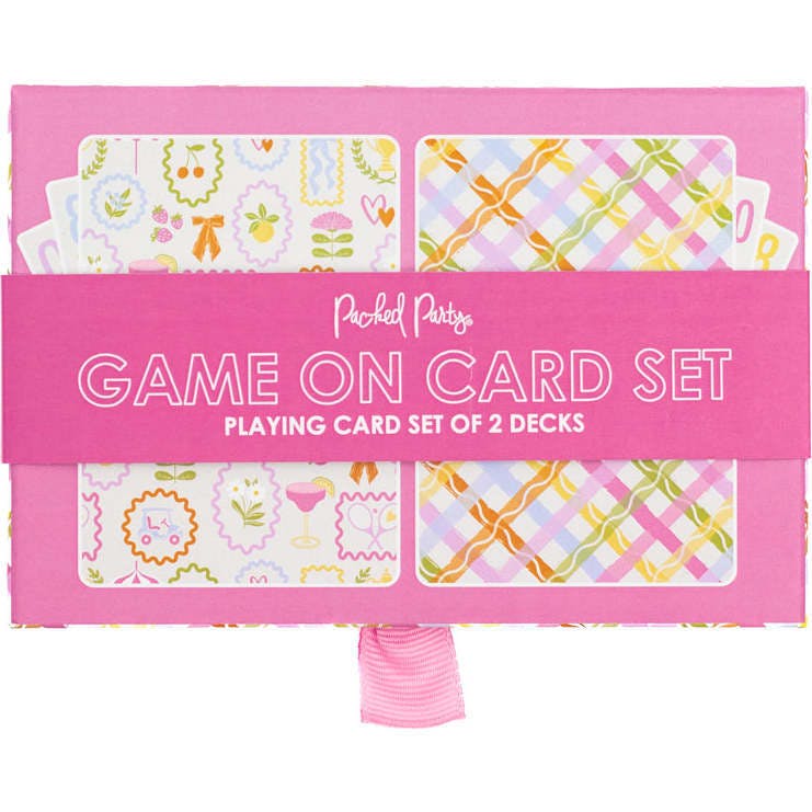 Packed Party Game On Playing Card Set of 2 Decks - Country Club Plaid Design Card Decks for Game Nights, Travel, and Outdoor Entertaining, 3.5x2.43 Inch