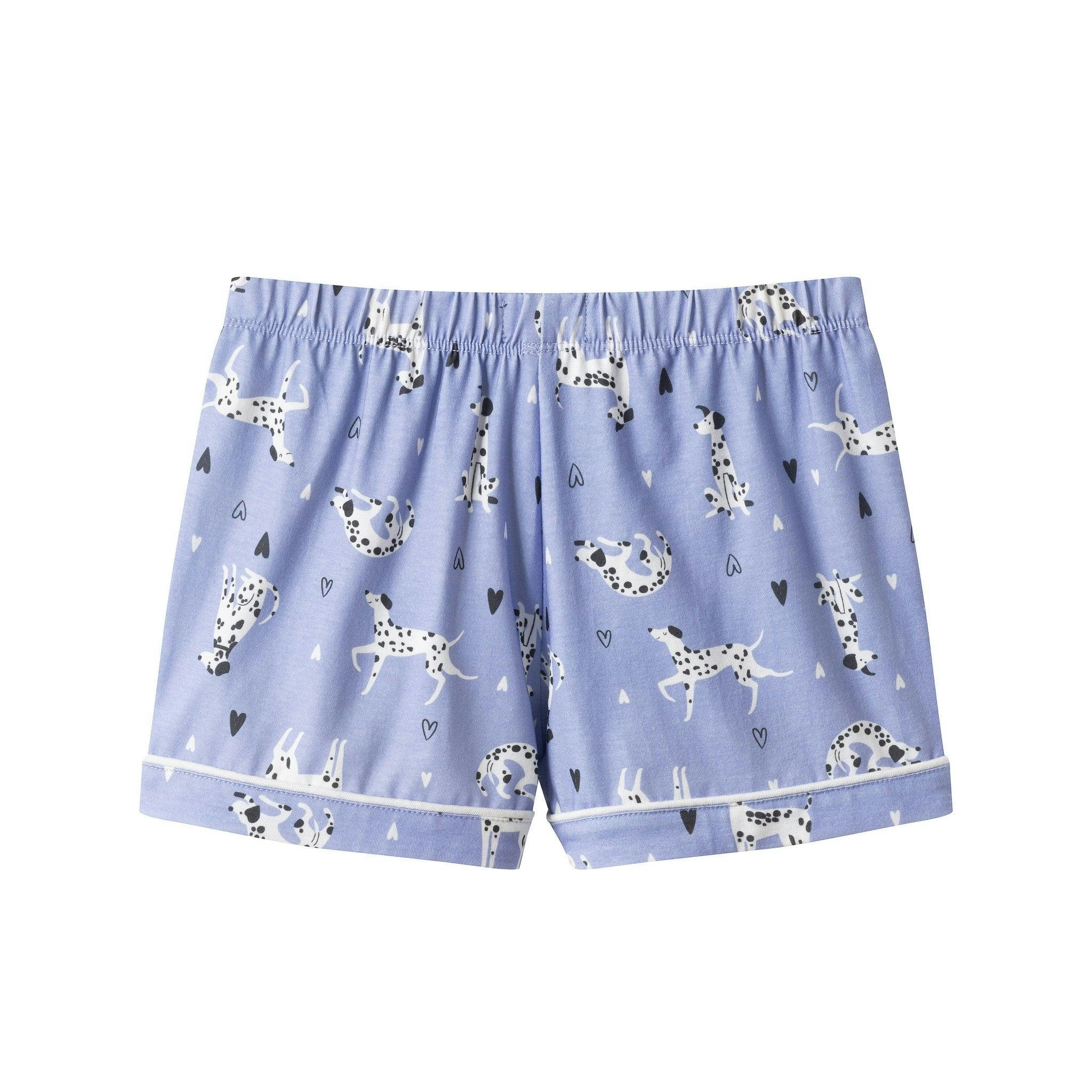 Girls Purple Dalmatian & Heart Print Pajama Set | Dalmatian & Hearts