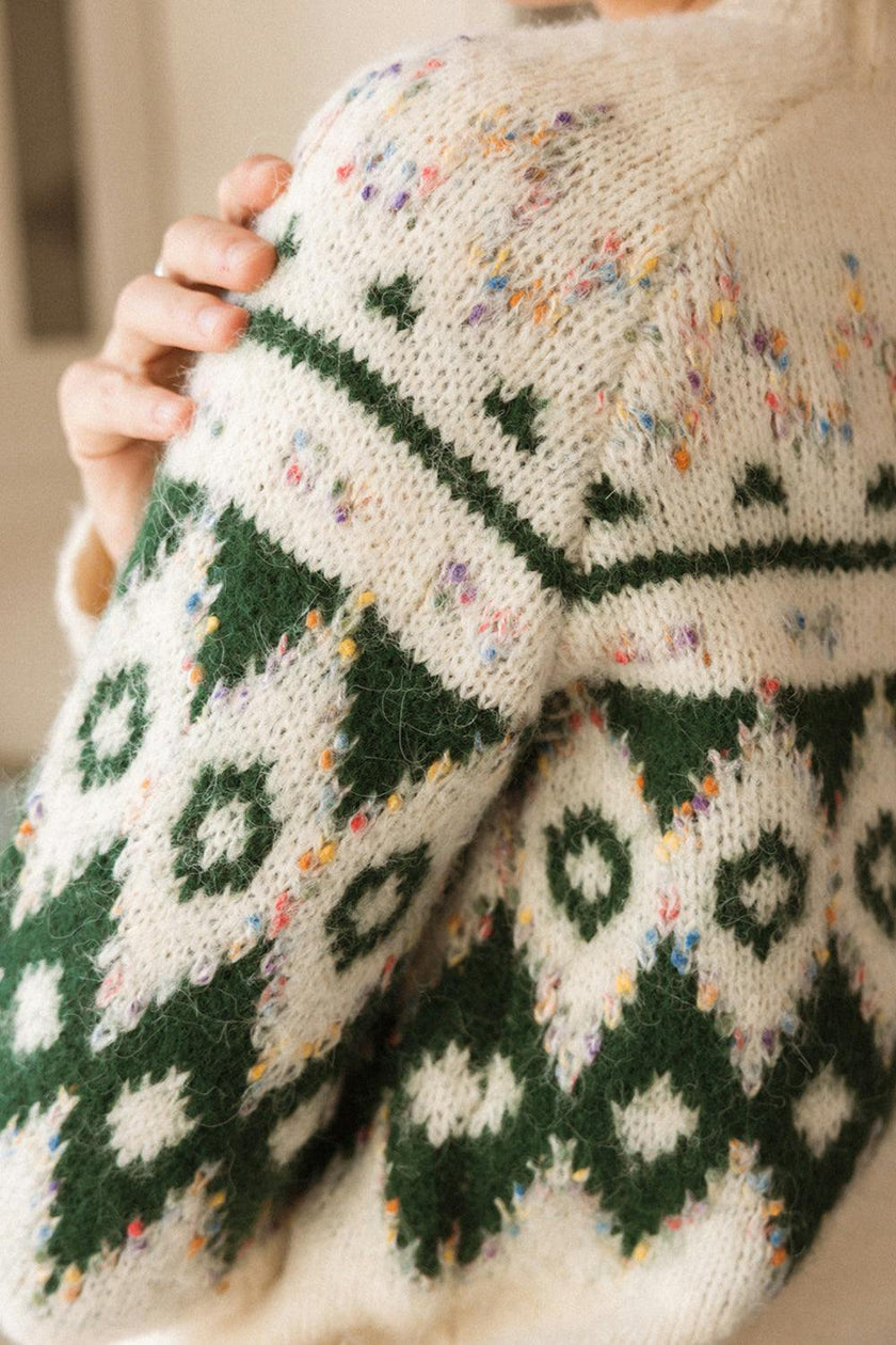 Acadia Sweater in Green & Cream